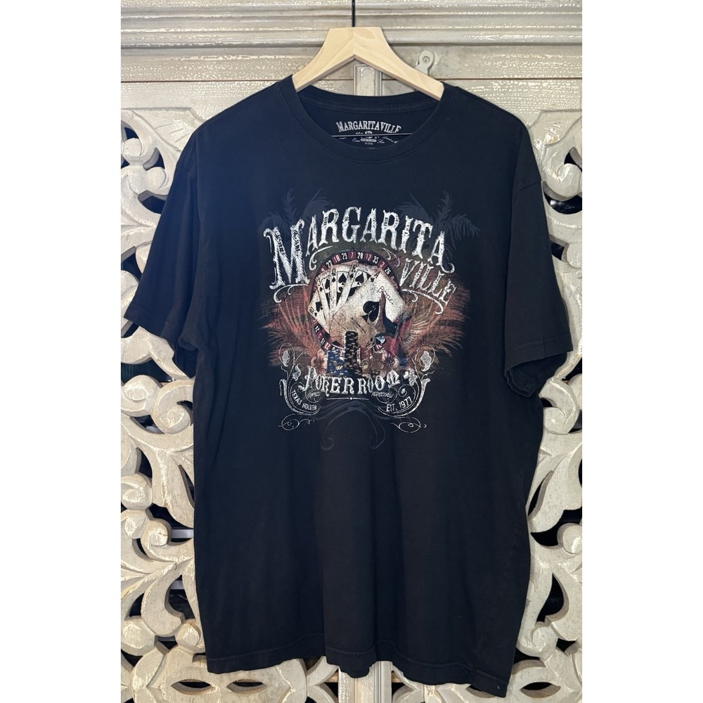 Margaritaville Men's XL Black Casino Poker Graphic T Shirt Cotton Jimmy Buffett